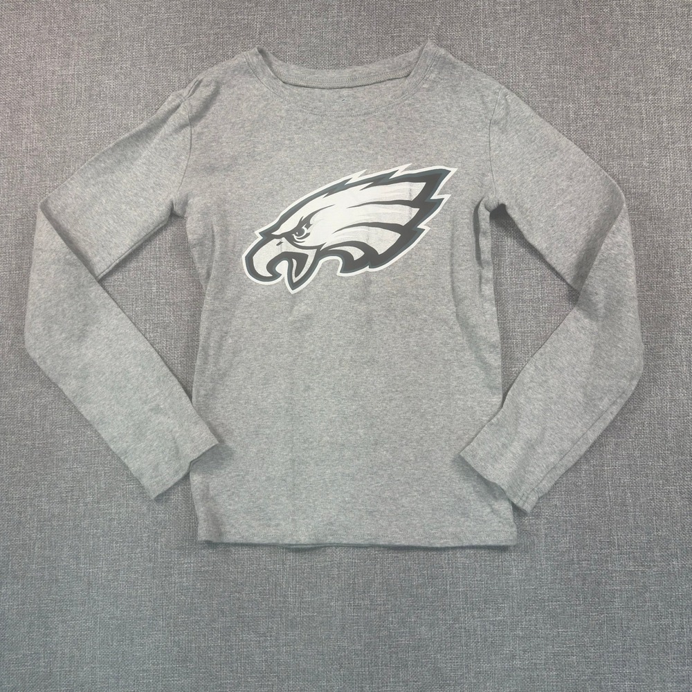 NFL Philadelphia Eagles Kids Gray Long Sleeve Graphic T-Shirt Size M 10/12